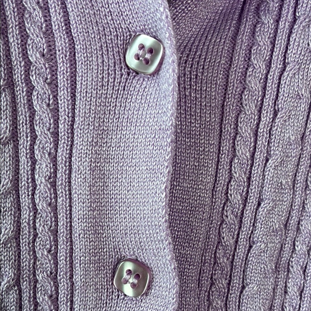 Lavender Ribbed Button Down Cropped Knit Blouse Shirt by Forever 21 - Picture 3 of 8
